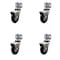 Service Caster 3'' Bright Chrome Neoprene Rubber Casters with Brakes Side Brackets, 4PK SCC-GR03S310-NPRB-BC-B-71678-4-CB180-4 - alternate 1